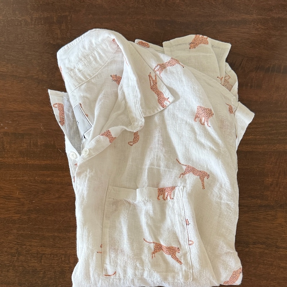 Rails White Leopard Print Short Sleeve Top - Picture 4 of 5